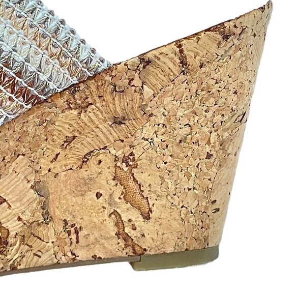 Coach and Four Ombre Multi Vandela Strappy Stretch Sandal with Cork Wedge  10 - Picture 7 of 12